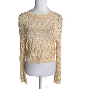 NEW Christian Lacroix Women’s Large Cream Open Knit Sweater Boho Feminine Top